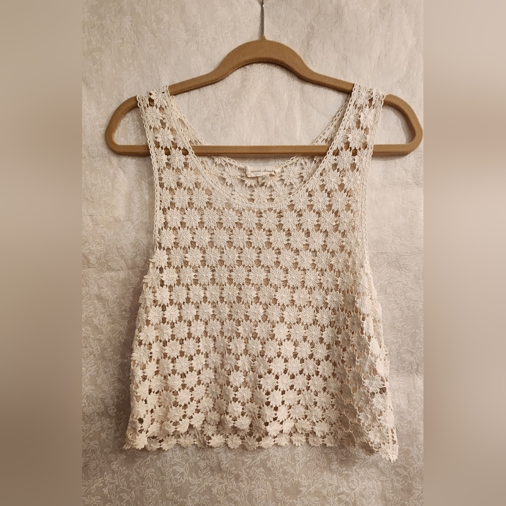 100% cotton crochet tank sz XS